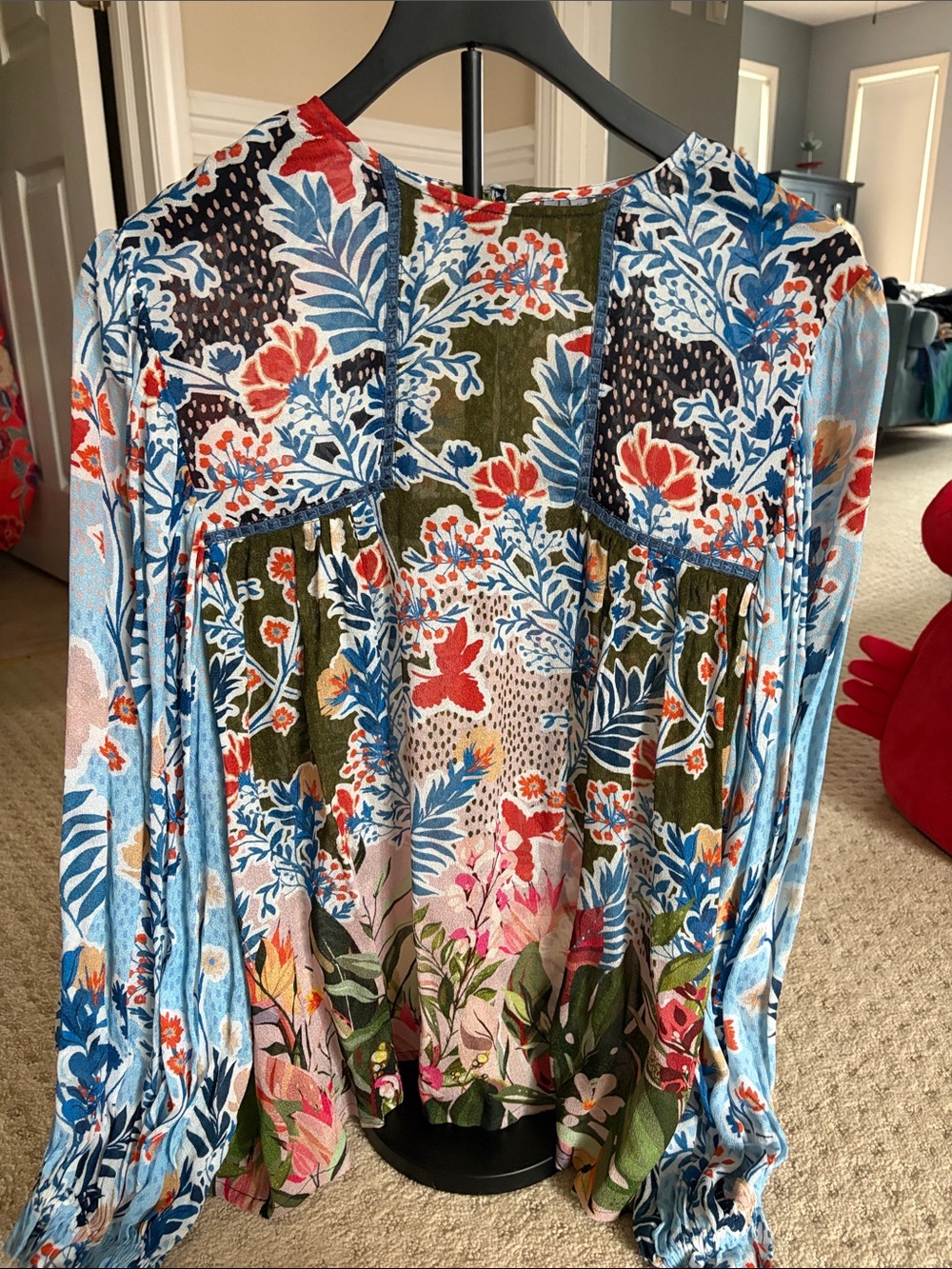 Bohemian Floral Patchwork Blouse - Blue Multi